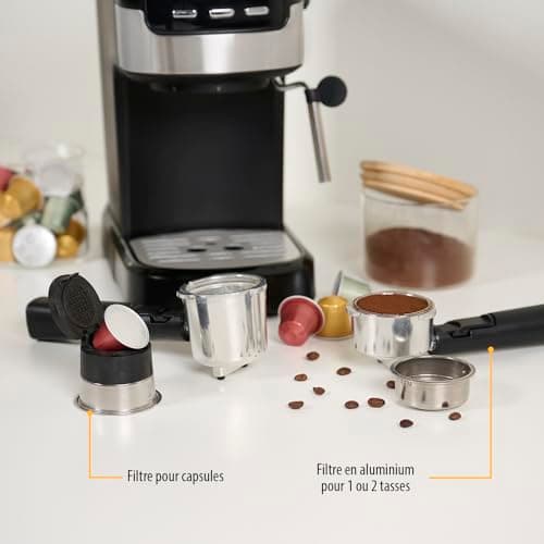 Tristar Espresso Machine 2 Cups at a Time | Fits Nespresso Capsules and Ground Coffee | Cup Warmer | Dishwasher Safe | 20 Bar | 1100 W | CM-2278 - Image 4
