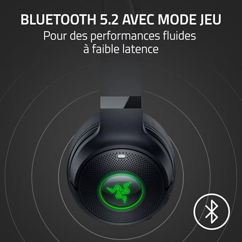 Razer Kraken Kitty V2 BT - Casque sans Fil Bluetooth RGB avec Kitty Ears pour Le Jeu et Le Streaming (325g, Haut-parleurs Triforce 40mm, Bluetooth 5.2, micros antibruit, autonomie de 40 Heures) Noir - Image 4