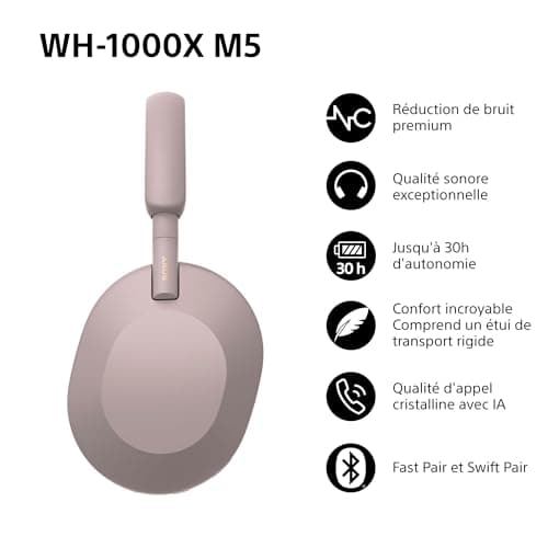 Sony WH-1000XM5 - Hard Case, Premium Wireless Noise Cancelling Headphones, Bluetooth, Clear Call Quality, Hi Res Audio, 30h Battery Life, Hard Case, iOS and Android - Silver - Image 3