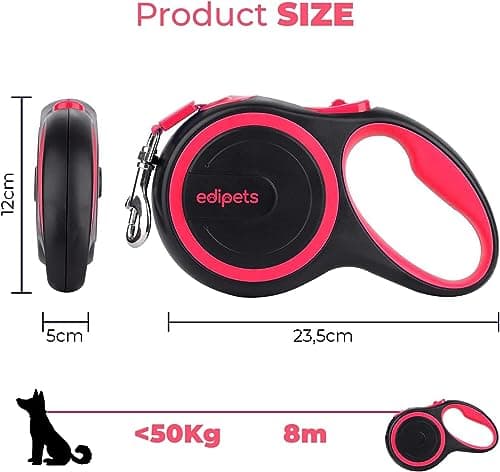 Edipets, Retractable Dog Lead, 5 and 8 Metres, Flexible Lead for Training and Walking (Pink, 5 m < 50 kg) - Image 6