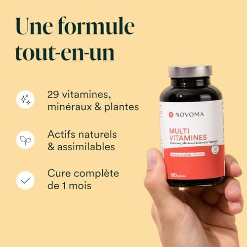 NOVOMA Multivitamins and Minerals, 29 Vitamins & Actifs A B C D3 E K2 + Magnesium & Zinc, 120 Capsules, Immunity Dietary Supplement for Women and Men, Made in France - Image 5