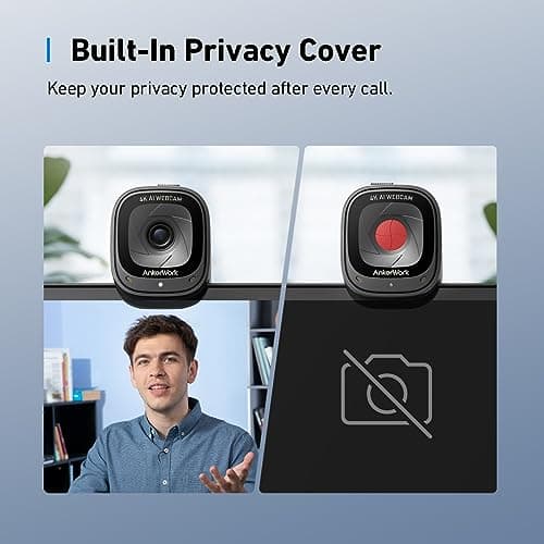 AnkerWork C310 Webcam, 4K Webcam, 12 Megapixel, Auto Focus AI, AI Noise Cancellation Microphone, Privacy Cache and Adjustable Field of View, 1080P 60 FPS HDR, for Calls and Live - Image 7
