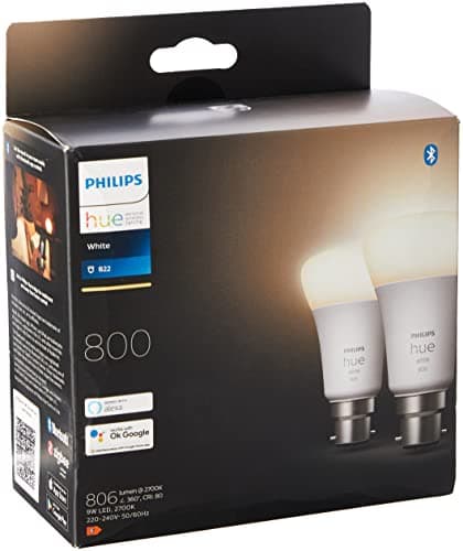 Philips Hue White, ampoule LED connectée B22, équivalent 60W, 800 lumen, compatible Bluetooth, Pack de 2, fonctionne avec Alexa, Google Assistant et Apple Homekit - Image 7