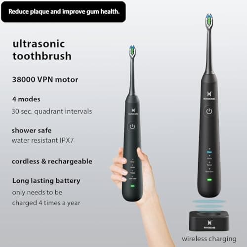 Oral Cleaning Kit 2-1 Oral Flosser and Electric Toothbrush, Toothbrush and Flosser for Cleaning Gums and Gum Health (Black) - Image 6