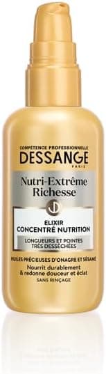 DESSANGE - Nutri-Extreme Rich Concentrated Elixir - Formula Enriched with Evening Primrose & Sesame Oils - Long-lasting nourishes, restores softness & radiance - For very dry ends - No Rinse - 100 ml - Image 1