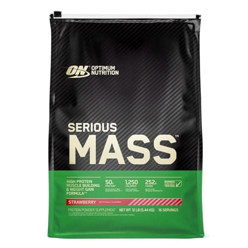 | Optimum Nutrition Serious Mass Strawberry Weight Gain Protein Powder || 12 lbs - Image 2