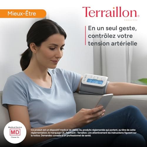 TERRAILLON – TENSIO SMART, Blood Pressure Monitor Connected Arm, Bluetooth, Blood Pressure, Heart Rate, Color Indicators, 2 Profiles, 60 Memories, Armband Dim. 22-32 cm, White - Image 3