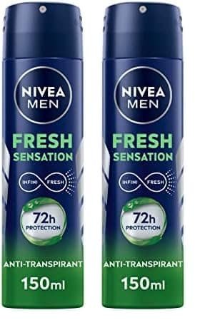 NIVEA MEN Déodorant spray Fresh Sensation (1 x 150 ml), Déodorant homme fraîcheur 72 h, Anti-transpirant parfumé longue durée à la formule INFINIFRESH unique (Lot de 2) - Image 3