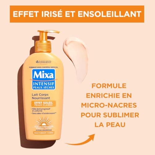 Mixa Intensive Dry Skin - Nourishing Body Lotion Sun Effect - Self-Tanning - Progressive and Uniform Natural Golden Tan - Light Skin - Hypoallergenic - 250 ml - Image 7
