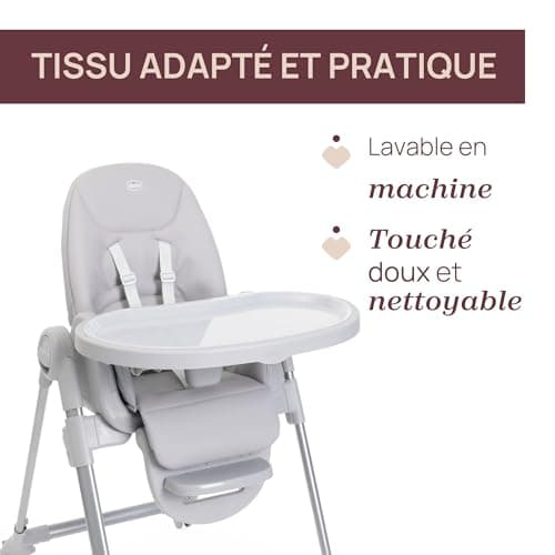 Chicco Polly Armonia Baby Highchair, Evolutionary for Children from 0 Months to 40 kg, 9 Levels of Height, 3 Tilt Positions, Adjustable Footrest, Compact Folding, 4 Wheels, Light Grey - Image 7