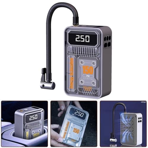 Gonfleur de pneu électrique portable avec écran LCD numérique, compresseur d'air de voiture 150 PSI pour pneus automobiles, motos, balles et gonflables - 60 W DC 5 V - Image 3