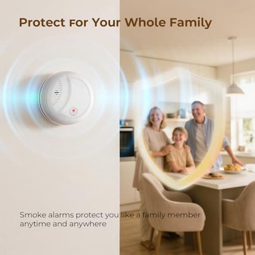 Connected Smoke Detector, Fire Alarm Smoke Detector 10 Years with Replaceable 9V Battery, Low Battery Alarm, Certified According to EN14604, 6 PCS - Image 5