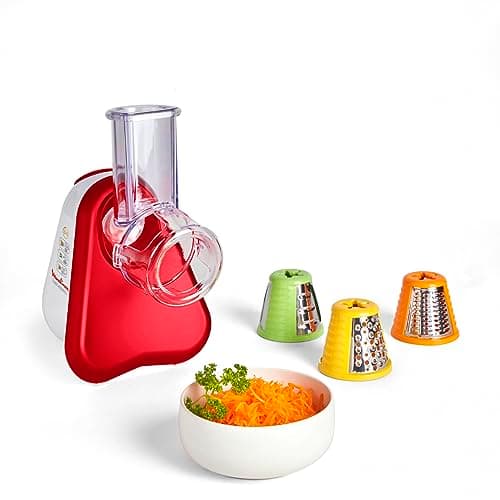 Moulinex Electric Vegetable Slicer, 3-in-1 Grater, Easy Colour Cone System, Wide Chutter, Dishwasher Safe Removable Parts, Fresh Express Red DJ753510 - Image 2
