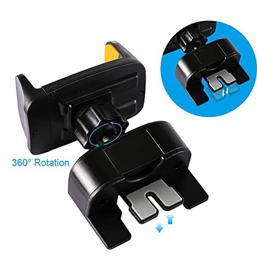 IPOW [One Touch System] Mini CD Slot Car Mobile Phone Holder, Adjustable Clamp Universal Smartphone Holder with Thick Case for Apple iPhone 14/13/12/11, Huawei Nova - Image 5