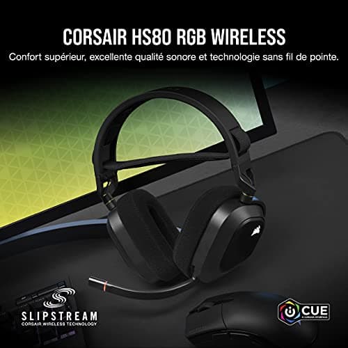 Corsair HS80 RGB Wireless Premium Gaming Headset with Dolby Atmos Audio (Low Latency, Omnidirectional Microphone, Wireless Up to 18 Metres, 20 Hours of Battery Life, PS5/PS4 Compatibility) Carbon - Image 3
