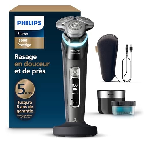 Philips Rasoir i9000 Prestige, Rasoir électrique sec et humide, Avec technologie Skin IQ, Système Triple Lift & Cut, Lames Dual SteelPrecision rotatives à 360°, Pod à nettoyage rapide, XP9207/30 - Image 2