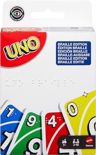 Mattel Games UNO Braille, Card Game with Cards Specially Designed for Blind or Visually Impaired Players, for the Whole Family, Children and Adults, JMK87 - Image 2
