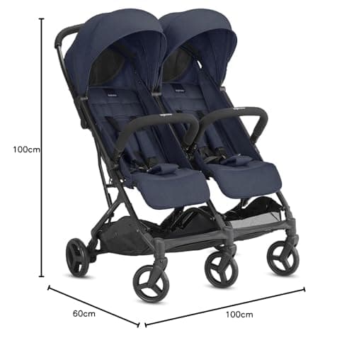 Inglesina Twin Sketch Double Stroller, Blue, Ultra-Light and Compact, Ideal for Twins or Brothers, High Comfort, Up to 15 kg - Image 8