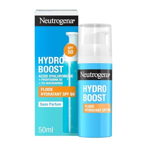 Neutrogena – Fluide Hydratant Hydro Boost SPF 50 (flacon-pompe de 50 ml) – Soin visage à l’acide hyaluronique, provitamine B5 et niacinamide – Soin hydratant avec protection solaire - Image 2