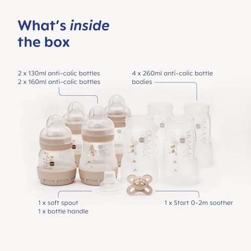 MAM Easy Start Anti-Colic Self Sterilising Newborn Starter Kit with Bottle and Dummy, Newborn Essentials, White (Designs May Vary) - Image 3