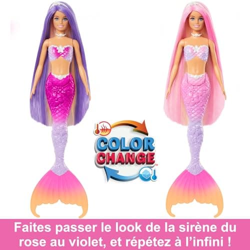 Barbie HRP97 "Malibu" Mermaid Doll Pink Hair Styling Accessories Pet Dolphin Colour Changing Function Child Toy Age 3+ - Image 4