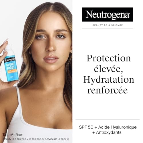 Neutrogena – Fluide Hydratant Hydro Boost SPF 50 (flacon-pompe de 50 ml) – Soin visage à l’acide hyaluronique, provitamine B5 et niacinamide – Soin hydratant avec protection solaire - Image 3