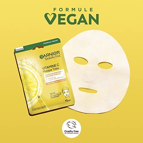 Garnier - Masque Tissu Hydratant - Booster d'Eclat - Enrichi en Vitamine C et Acide Hyaluronique - Formule Vegan - Pour les Peaux Ternes et Fatiguées - 28 g - Image 8