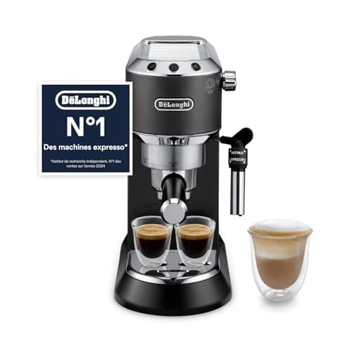 De’Longhi Dedica Style - Perfetto Machine à Expresso Compacte, Mousseur de Lait Manuel pour Expresso et Cappuccino, Compatible Dosettes ESE, Panneau de Commande à Boutons, Largeur 15cm, Noir(EC685.BK) - Image 3