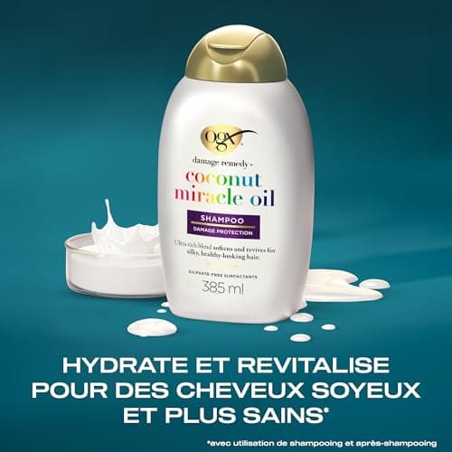 OGX | Shampooing Extra Strength Damage Remedy + Coconut Miracle Oil (flacon de 385 ml) – Shampoing réparateur au lait de coco – Soin pour cheveux secs et abîmés - Image 5