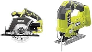 Ryobi 18 V ONE+ Circular Saw Blade Ø 150 mm & 18 V ONE+ Cordless Pendulum Jigsaw 4 Positions For Perfect, Brilliance, Straight, Finishing Cuts
