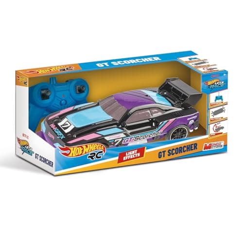 Mondo Hot Wheels GT Scorcher Motors, 1:24 Scale Model, Up to 8 km/h Speed, Children's Carref 63822, with LED lights in the body, Colour Purple and Blue - Image 7
