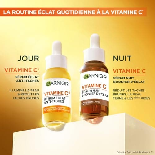GARNIER Skin Active - Sérum Nuit Booster d’Éclat - Efficace Sur Taches Brunes & Rides - Illumine Le Teint - Vitamine C Pure, Acide Hyaluronique - Vegan & Cruelty Free - Tous Types de Peaux - 30 ml - Image 7