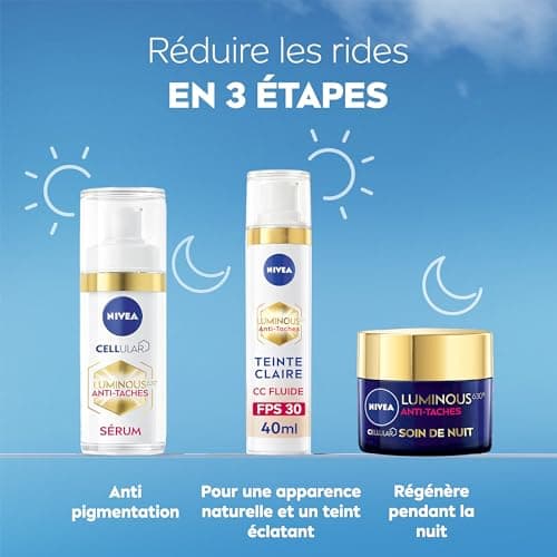NIVEA Luminous 630 CC Fluide anti taches FPS30 Teinte Claire (1 x 40 ml), CC Crème teint unifié, Fond de teint couvrant imperfections, Soin visage teinté anti-âge correcteur réducteur de taches - Image 8