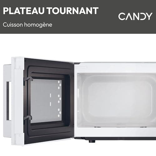 Candy Idea CMW20SMWLI Microwave Oven 700 W 20 L, Defrost Function, Glass Turntable, 5 Power Levels, White and Black, Elegant Design - Image 6