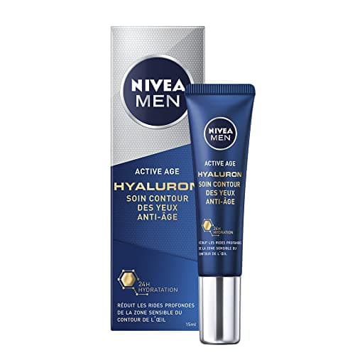 NIVEA MEN Soin Yeux Anti Age (1 x 15 ml), Crème contour des yeux hydratant à l’Acide Hyaluronique, Soin visage anti-rides et ridules pour hommes - Image 3