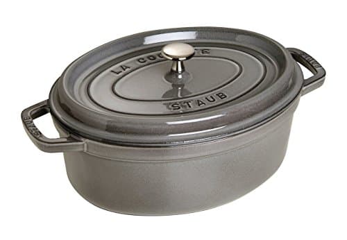 STAUB Enamelled Cast Iron Casserole Dish with Lid, Suitable for All Heat Sources Including Induction, 4 to 5 People, Oval, 29 cm, 4.25 L, 6.3 kg, Graphite Grey - Image 2