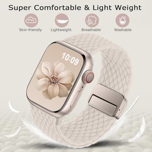 Higgs Braided Bands Compatible with Apple Watch Band 40 mm 41 mm 38 mm 42 mm 44 mm 46 mm 45 mm Ultra 3/2 49 mm Women Men Magnetic Clasp Elastic Nylon for iWatch Series 11 10 9 SE 8 7 6 5 4 3 UK - Image 4