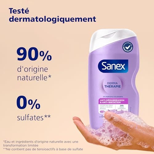 SANEX-Derma Thérapie-Huile de douche anti-démangeaisons et anti-irritations pour les peaux sujettes à l’eczéma atopique-moins d' irritations après 3 jours d'utilisation-complexe d’acides aminés-425 ML - Image 5