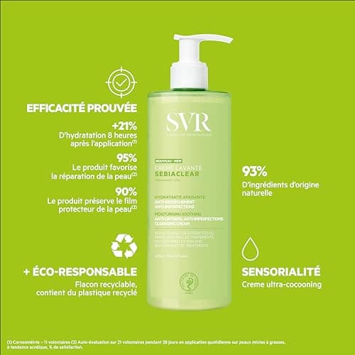 SVR - Sebiaclear Cleansing Cream - Sebiaclear Range - Moisturizing and Soothing Cream Cleanser - For Dehydrated Acne-prone Skin - Niacinamide, Zinc, Glycerin - 400ml - Image 6