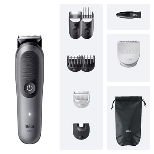 Braun Tondeuse Tout-En-Un Series 5, 9-En-1, Lame Ultra Affûtée, 120 Min D’autonomie, Protection SkinGuard Pour Le Corps, Coupe Précise Et Efficace, Manche AquaGrip Pratique Sous L'eau, AIO5545, Gris - Image 7