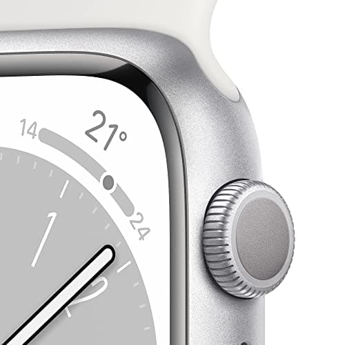 Apple Watch Series 8 (GPS, 45mm) - Silver Aluminum Case with White Sport Strap - Regular (Refurbished) - Image 5