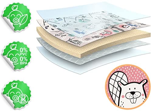 Nukido Double Sided Play Mat for Baby - Floor Mattress for Nursery - Foldable Play Mat - Play Mat for 0-6 Months - Grey - 150 x 180 x 1.5 cm - Image 3