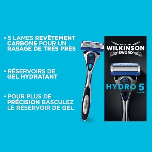 Wilkinson Sword Hydro 5 Men's Razor - Carbon Coated Blades - Hydrating Gel & Precision Blade - Razor + 8 Blades Refills - Image 4