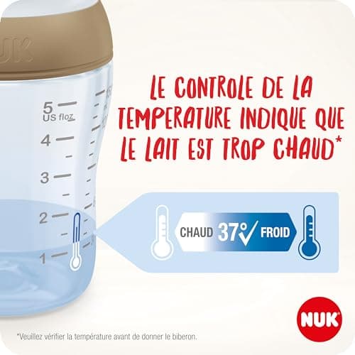 Nuk Perfect Match Baby Bottle Set, 3+ Months, Palate Friendly, Temperature Control, Anti-Colic Vent, 260 ml, BPA Free, Silicone M Teat, Rainbow & Heart, 2 Pieces - Image 6