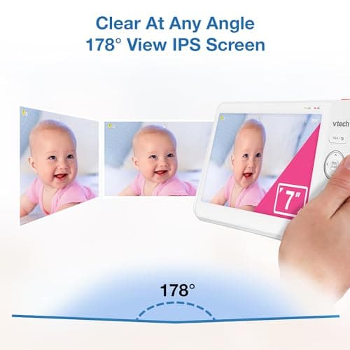 VTech VM7467 Baby Monitor with 7" LCD Screen, Panoramic Tilt Remote Zoom, 178° Wide Angle View, Soothing Sounds and Lullabies, Multi-Color Night Light, Two-Way Talk, - Image 7