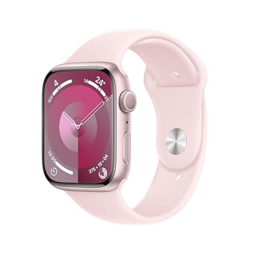 Apple Watch Series 9 [GPS, 45mm] - Pink Aluminum Case with Pink Sport Strap, M/L (Refurbished) - Image 2