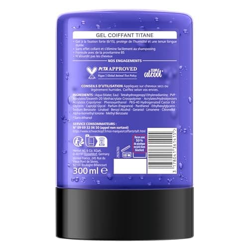 Taft - Schwarzkopf - Styling Tube Gel - Titanium Gel - Moisture Resistance - Strong Hold - Gentle on Hair - Long Lasting Hold - No Sticky Effect - Formula Provitamin B5-300ml - Image 3