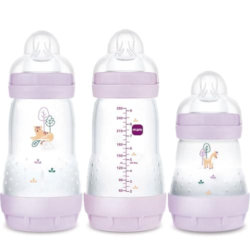 MAM Pretty Girl Lot de 2 biberons anti-coliques pour nouveau-né 260 +1 biberons anti-coliques 160 ml avec tétine taille 1 (à partir de la naissance) - Image 2