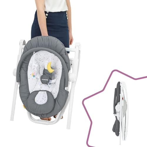 Badabulle Moonlight Compact'Up Height Lounger, Height Adjustable to 5 Positions, Backrest Adjustable to 2 Positions, Compact Folding, Fixed Lounger or Swing Chair - Image 7