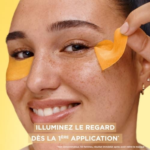 GARNIER Skin Active - Masque Yeux Booster D'Éclat - Illumine Le Contour Des Yeux - Réduit Les Cernes - Enrichi En Vitamine C, Glycérine & Acide Hyaluronique - Vegan & Cruelty Free - Tissu Compostable - Image 3